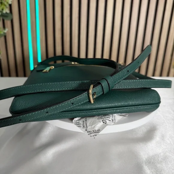 COACH Mini Rowan File Shoulder Bag in Dark Green Pebble Leather Crossbody CE871 - Picture 4 of 9